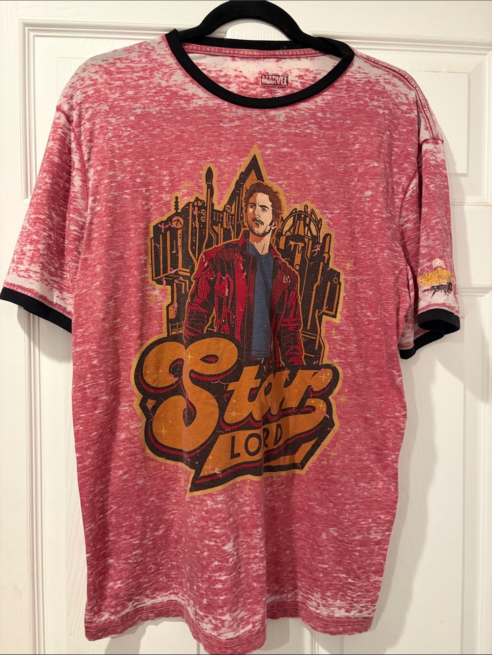 Marvel Star-Lord Graphic Ringer Tee - Red with Black Trim